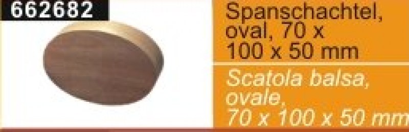 Scatola balsa, ovale, 70x100x50 mm