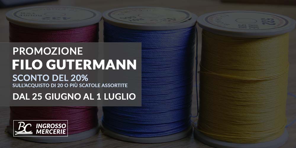 Promozione filo Gutermann, sconto del 20% con l’acquisto di 20 o più scatole assortite