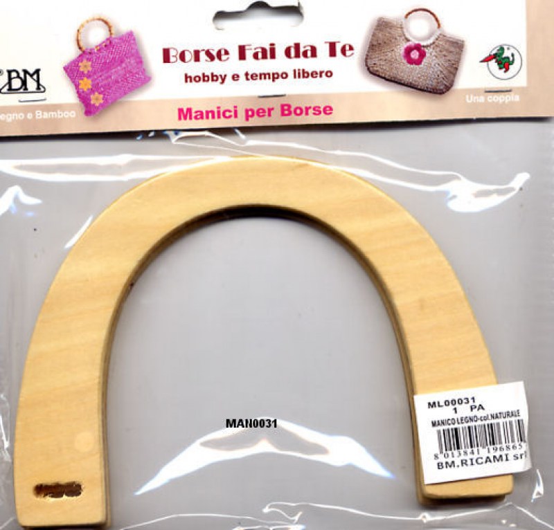 Manico Borsa in legno colore naturale, pz.2