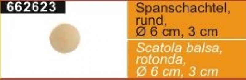 Scatola balsa, rotonda, 6 cm, 3 cm